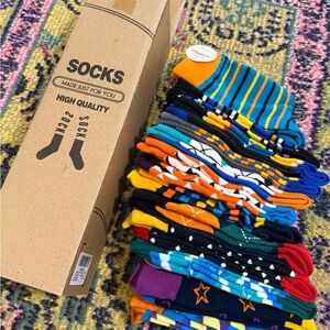 12 pairs Colorful Crew Socks - Multi Color Pack